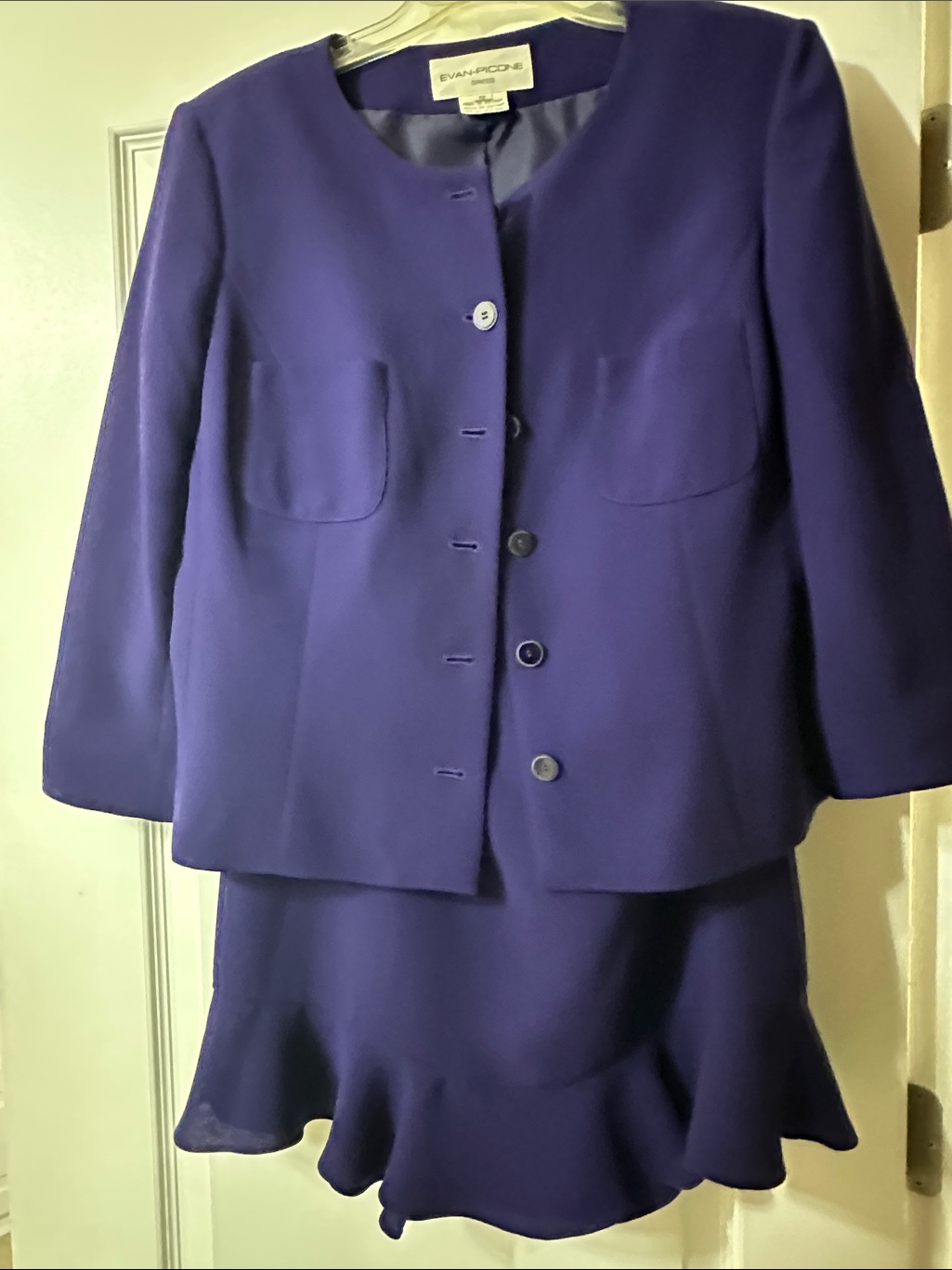 Evan Picone Deep Purple Two-Piece Blazer And Skirt Set